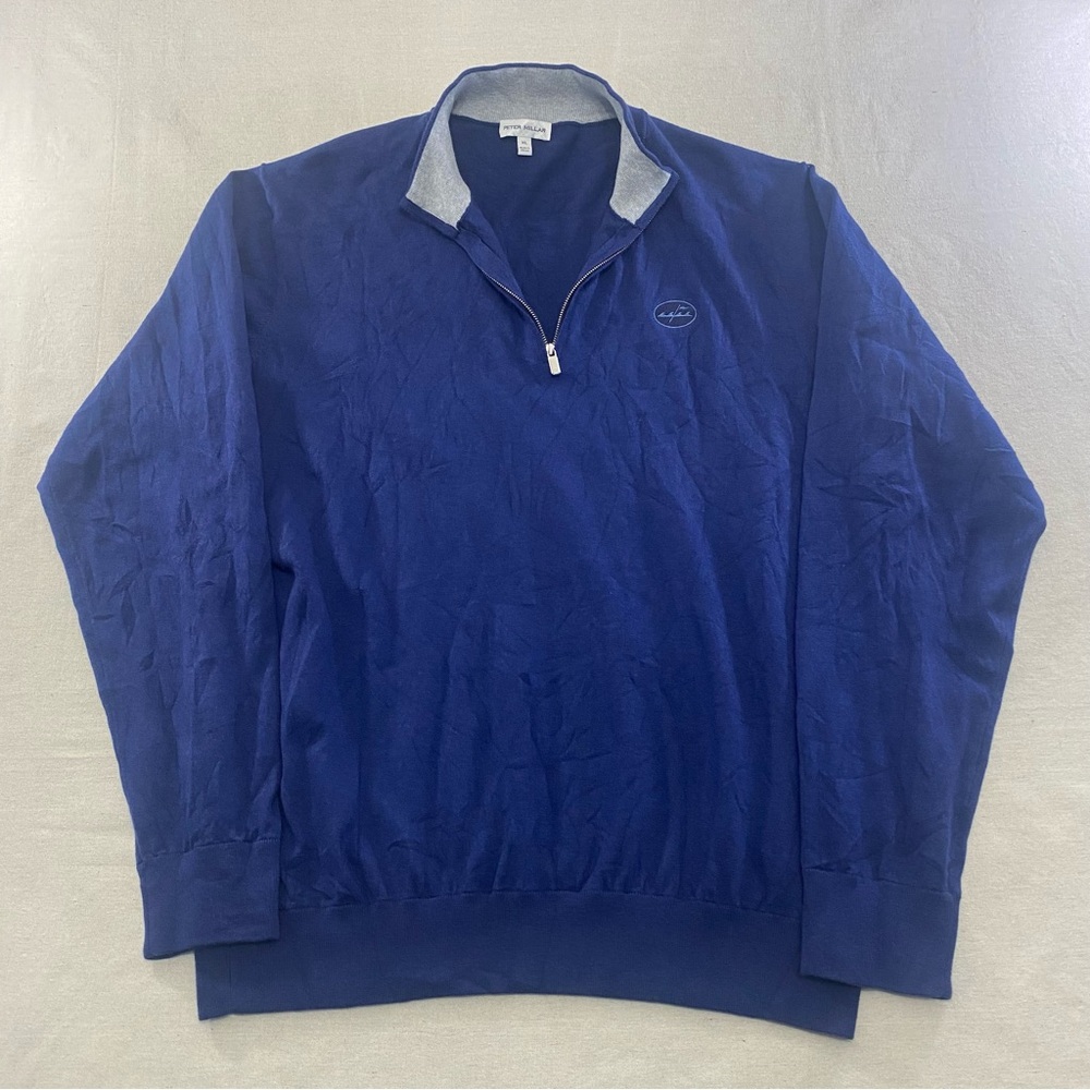 Peter Millar Sweater Mens XL Golf Crest 1/4 Quarter Zip MS23S25 Sweatshirt Silk